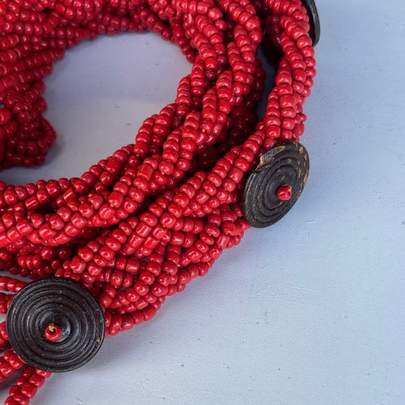 Coral Red Braided Beaded Red Rope Belt main image 6